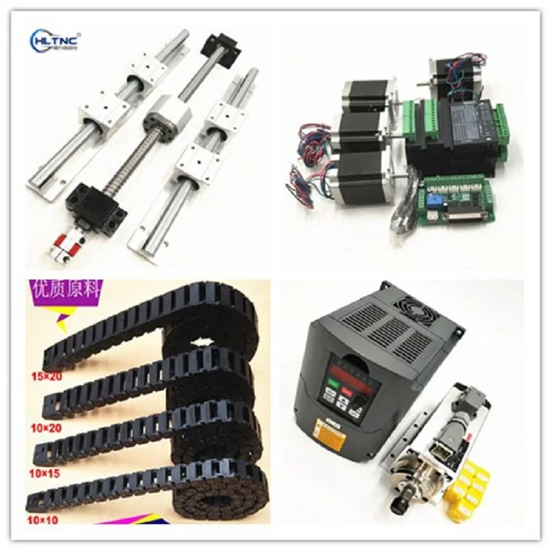 

linear rail SBR16- L350/1200/1600mm+SFU1605 ballscrew+57HS5630A4 stepper motor+1.5kw 220v air cooled spindle+15*20 drag chain