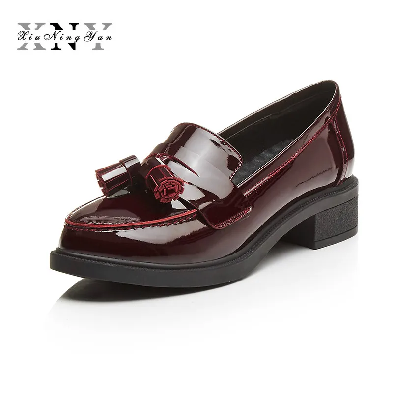 

XIUNINGYAN Genuine Leather Shoes Woman British Style Designer Vintage Penny Loafer Flat Casual Shoes 2019 Oxford Big Size EUR 43
