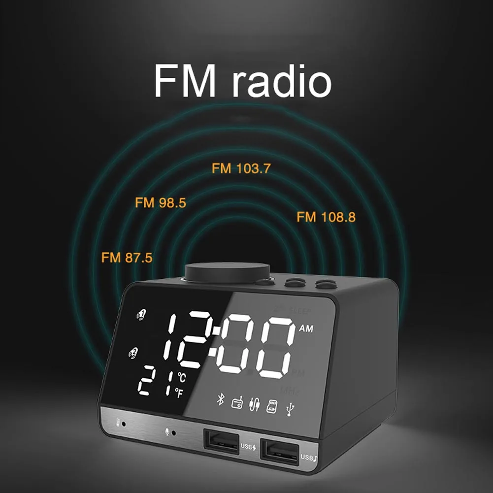 

LED Alarm Clock FM Radio Wireless Bluetooth Speaker Player with USB Fast Charge Port XM66