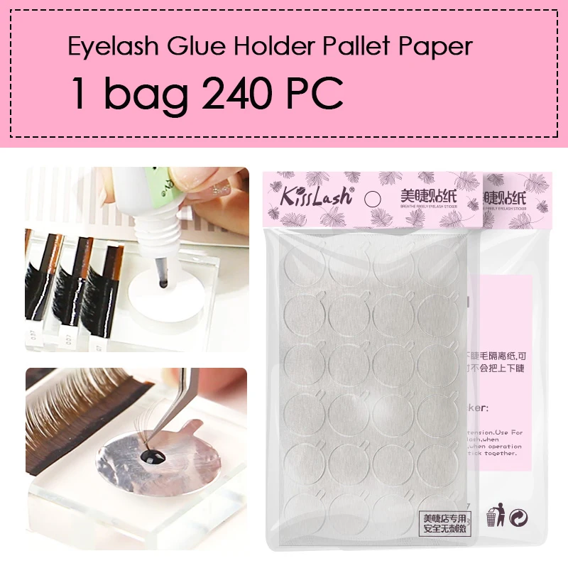 

240pcs Disposable Eyelash Glue Holder Pallet Paper Eyelash Extension Paper Sticker Pads Stand On Eyelash Patches Glue Holder Pad