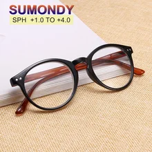 SUMONDY, высокое качество, очки для чтения, диоптрий+ 1,0 до+ 4,0, для женщин и мужчин, фирменный дизайн, полная оправа, круглые линзы, дальнозоркие очки UR15