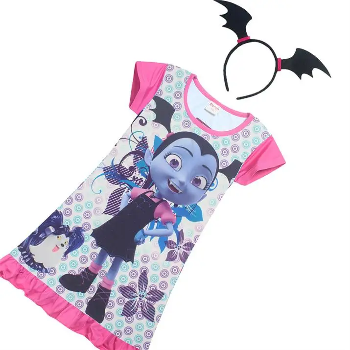 Vampirina/платье для девочек; платье принцессы для дня рождения+ обруч на голову; Детский костюм вампира; детская одежда; vestidos; одежда для малышей