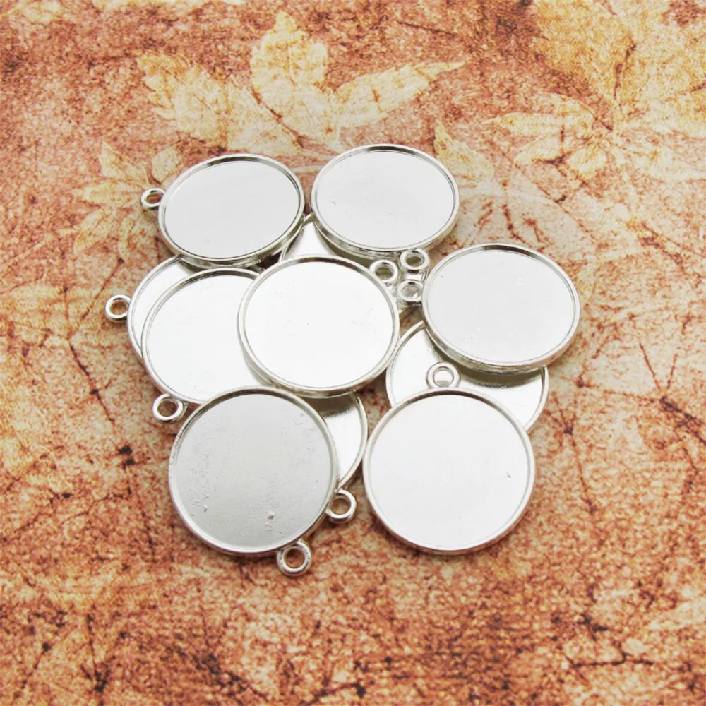 20mm InnerSize Silver Plated Round Necklace Pendant Setting Cabochon