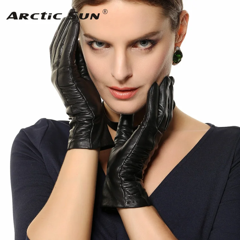 Hot Sale Women Genuine Leather Gloves Wrist Winter Goatskin Glove For Female 3 Colors Sheepskin Drivng Keep Warm L124NQ