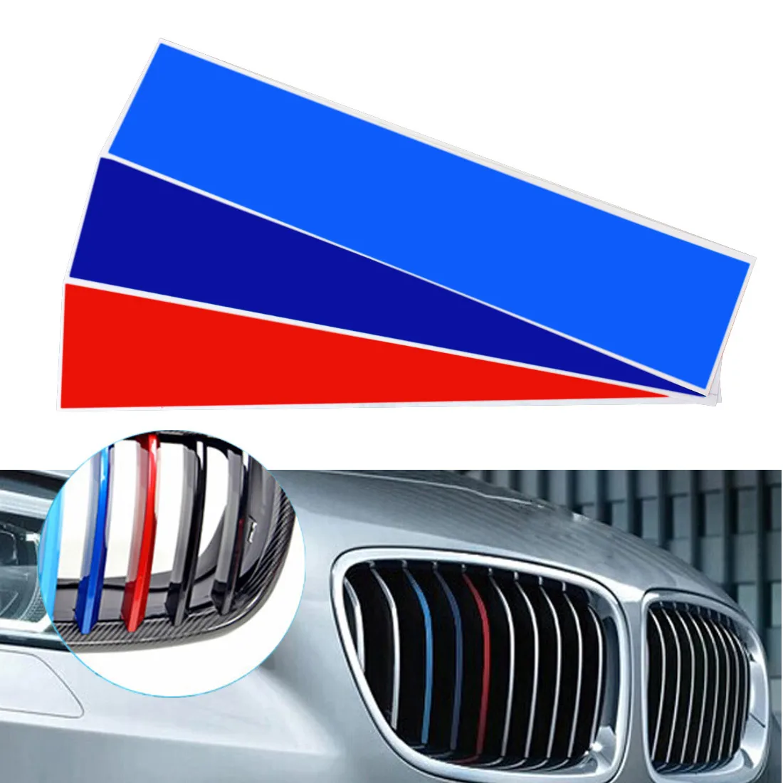 

1 set PVC Front Grill Stripes Decals Car Automobile Stickers for BMW M3 M5 M6 E46 E39 E60 E90