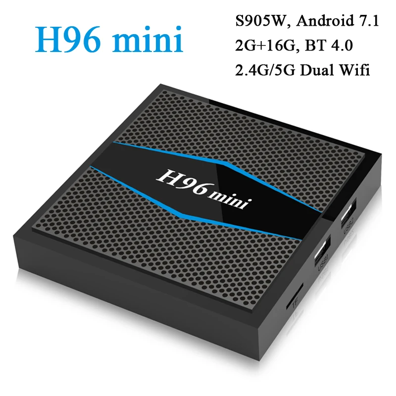 Kopen RUIJIE H96mini Smart Tv Box Android 7.1 2 gb RAM 16 gb ROM Amlogic S905W Quad Core H.265 4 k 2.4 ghz 2.4g 5g WiFi Media Player IPTV