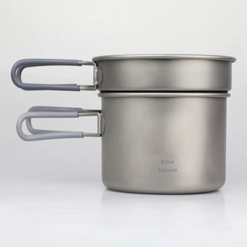 

Keith Camping Cooking Set Titanium Cookware 0.4L+0.8L Pot + Frying Pan Set Outdoor Camping Picnic Cutlery Set 168g Ti6012