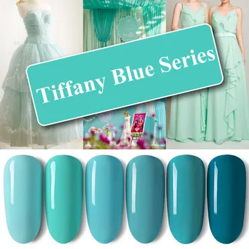 

LANCELOT ART Nail Polish Gel Set Tiffany Blue Series Soak Off UV Varnish Gel Manicure Set Long Lasting Nail Polish Lacquer 8ml