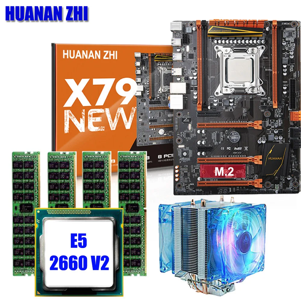 Гарантия качества новый бренд HUANAN Чжи X79 deluxe игровая материнская плата с M.2 NVMe Процессор Xeon E5 2660 V2 Оперативная память 16G (4*4G) DDR3 RECC