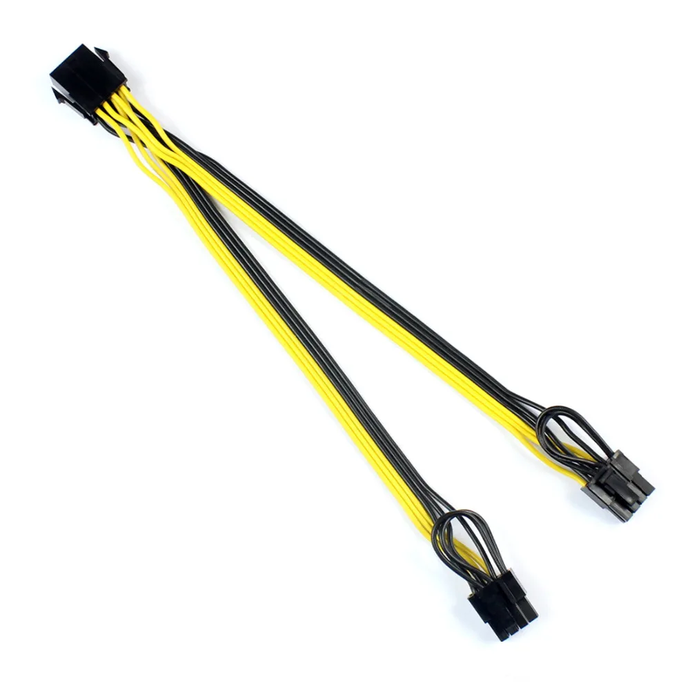 Сплиттер питания кабель CPU 8Pin к видеокарте двойной PCI-E PCIe ( 6Pin + 2Pin ) 15 см F19802 |