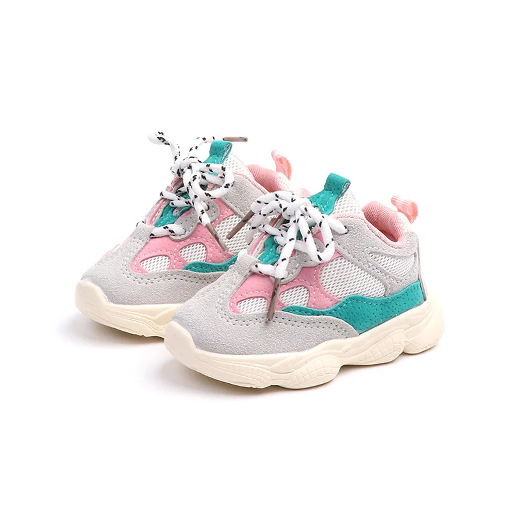 

2019 New Toddler Infant Kids baby girl shoes Stitching Color Sneakers Running Sport Shoes calzado infantil детская обувь#PY25