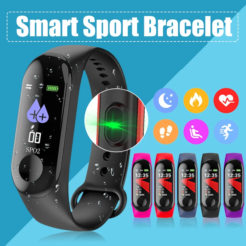 

BELOONG M3 Wristband Band 3 Waterproof Heart Rate Monitor Message Show Multi-sports Smart Fitness Tracker Smart Watch Men Women