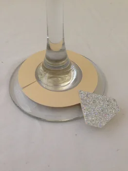 

custom color engagement ring wine glass ring charms wedding bridal shower Bachelorette Party table decors cards