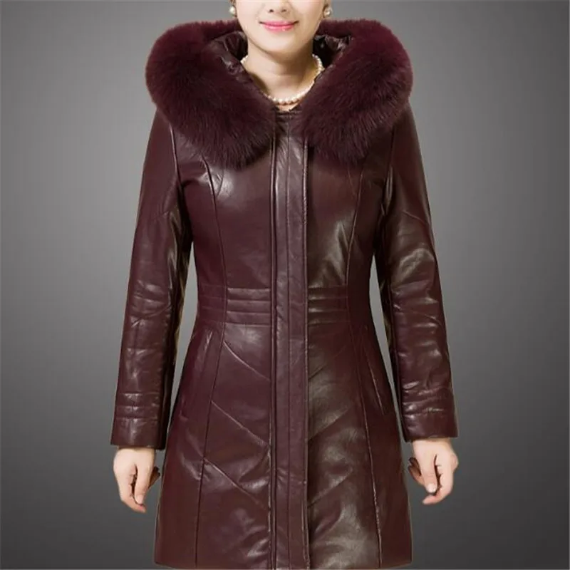 Женская кожаная куртка 4Xl 5Xl 6Xl Женское пальто из искусственной кожи с воротником