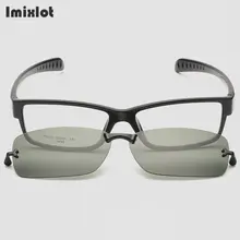 Imixlot 2 In 1 Magnetic Clip On Glasses TR90 Frame Polarized Clip On Sunglasses Magnet Eyeglasses Men Clip Glasses