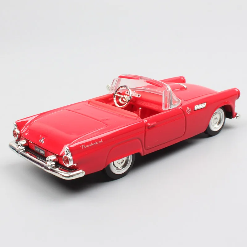 Детские 1:43, брендовые винтажные Ретро 1955 Ford Thunderbird T-Bird металлические транспортные средства, трансформируемые модели литья под давлением, масштаб, мини-автомобили, игрушки для хобби