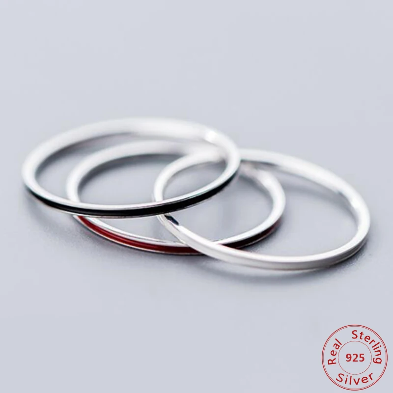 

3pcs/set Simple 1 mm Width 925 Sterling Silver Thin Rings Smooth Circle Ring Little Knuckle Midi Finger Ring For Women Jewelry