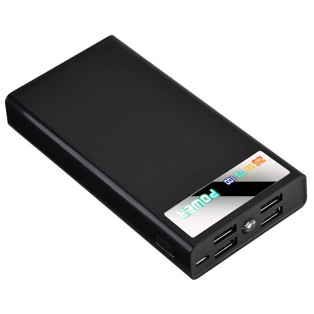 DIY power Bank 4 USB+ Micro USB 6x18650 корпус для зарядки корпус электропитания зарядное устройство чехол без батареи 1 шт - Цвет: Черный