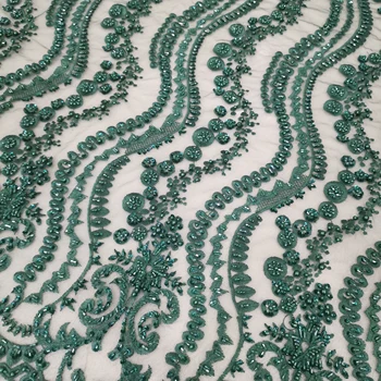 

water ripple pattern megenta green color with sequin african lace fabric 2019 high quality lace