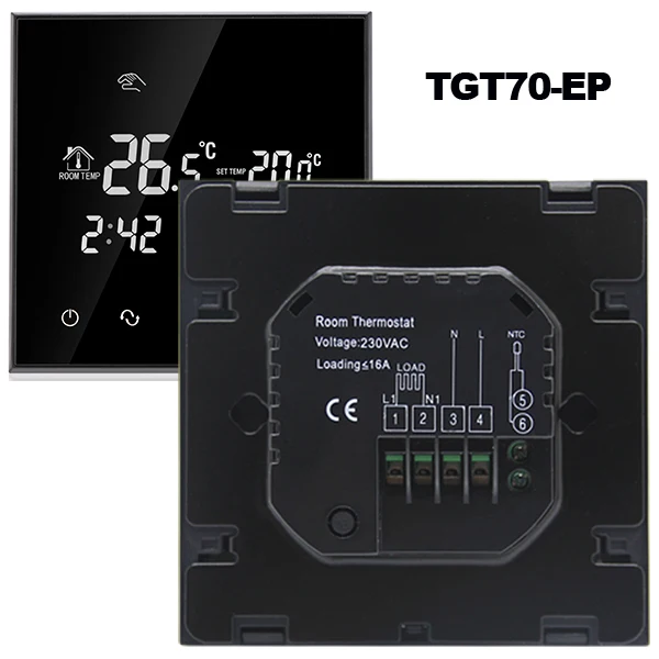 Beok TGT70 серии терморегулятор цифровой нагревательный термостат для электрического, водяного подпольного отопления системы термо регулятор - Цвет: TGT70-EP
