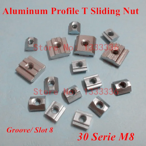 50pcs 30 M8 T Sliding Nut M8 Slide Block Nuts 3030 Slot 8 Aluminum