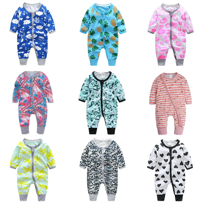 zipper baby romper roupa para baby clothes long sleeve infant clothing girls pajamas homewear autumn children overalls
