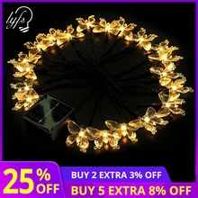 Гирлянды на солнечных батареях, водонепроницаемые, 16ft 20/30LED, бабочки, рождественские сказочные огни, декоративное освещение для дома, вечерние, свадебные, для патио