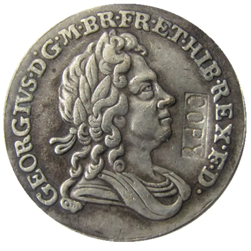 

1717 SHILLING - GEORGE I BRITISH SILVER COIN - NICE Silver Plated Copy Coin