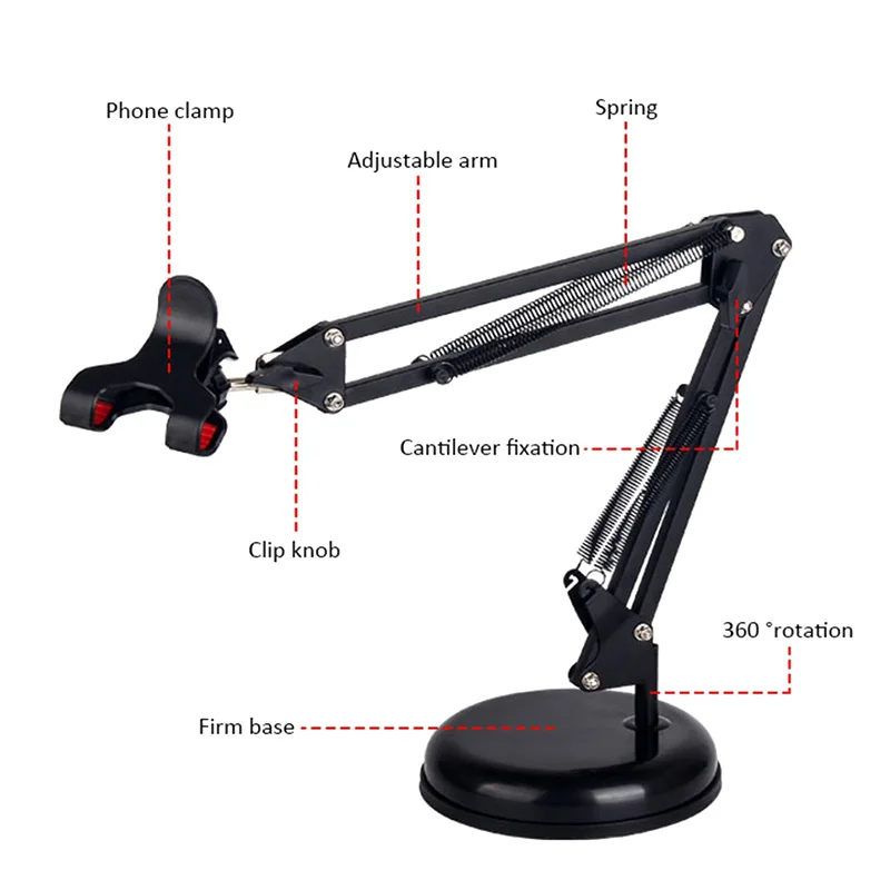 Metal Long Arm Lazy Phone Holder | Mobile Phone Flexible Bed Desk Table Stand Holder Clip Bracket | iPhone Huwei Samsung Stand image 3