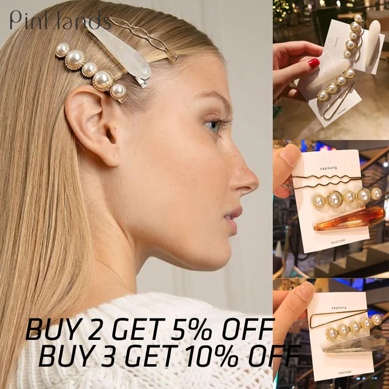 

3Pcs New Metal Hair Clips Pearl Hairpin Barrettes Hairgrip Bobby Hair Pins for Women Girls Wedding Hair Clip Hair Accessories