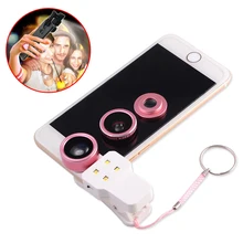 Модные светодиодный держатель для фонаря 3in1 телефон Камера линзы, рыбий глаз Широкий формат макро-объектив для Xiaomi Redmi 2 3 S 4 note 3 MI4 MI5 MI6