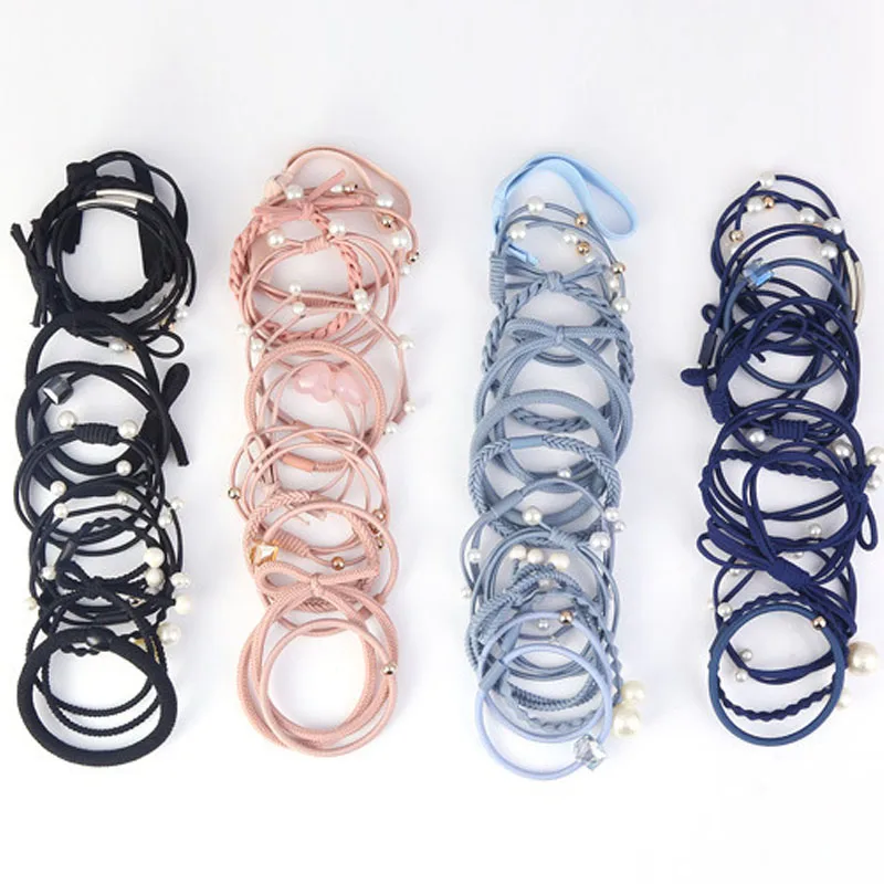 

12pcs/16pcs Girls Hair Band Colorful Cute Pearl Elastic Rubber Bands Hair Ropes Ponytail Tie Gum Hair Accessories