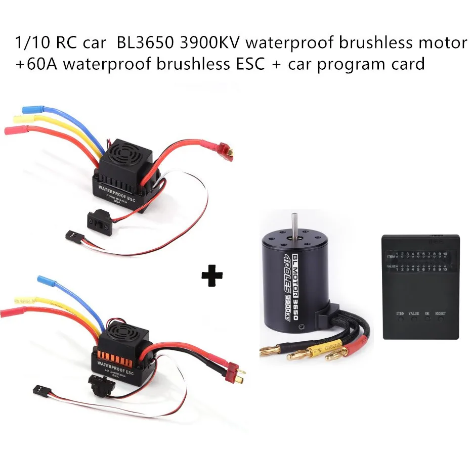 

BL3650 3900KV Brushless Motor+60A ESC+LED Program Card Combo For 1/10 RC Car #J
