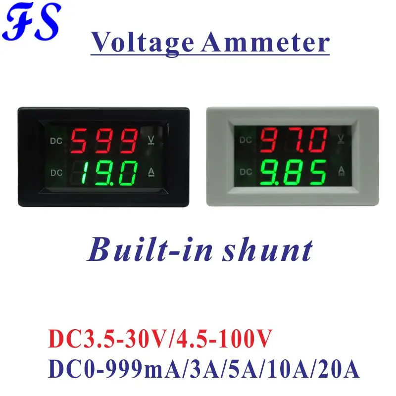 DC 3,5-30 V 4,5-100 V светодиодный цифровой вольтамперметр вольтметр амперметр DC 0-999mA/3A/5A/10A/20A измеритель напряжения постоянного тока