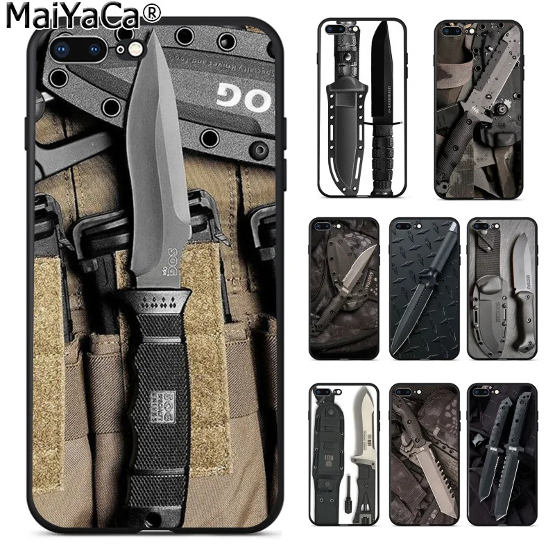 MaiYaCa военный кинжал ТПУ Черный чехол для телефона iPhone 8 7 6 6S Plus 5 5S SE XR X XS MAX оболочка