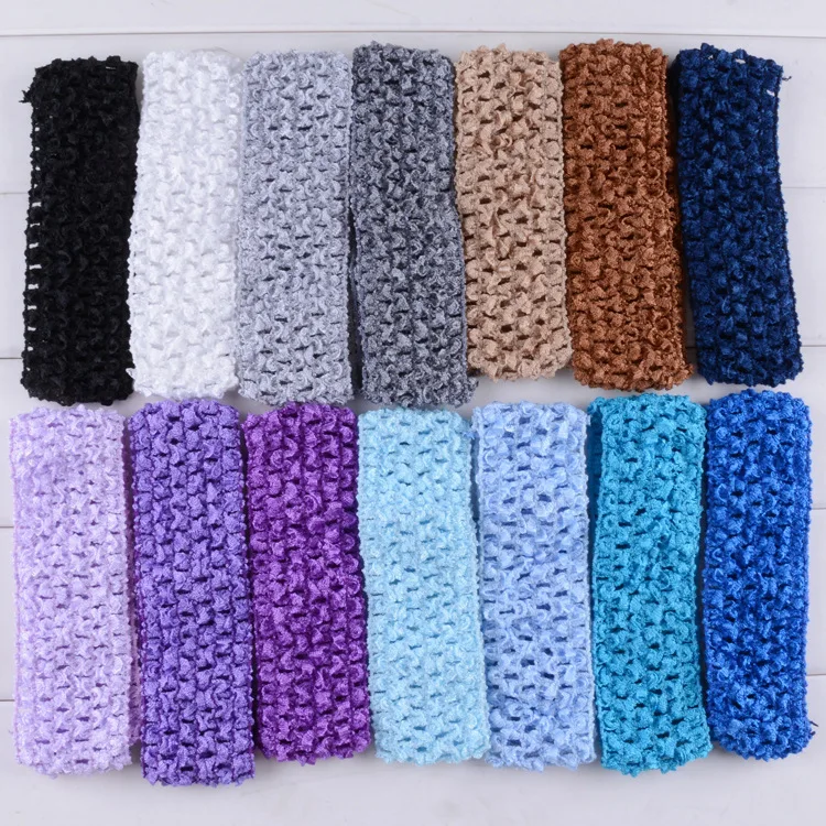 

50pcs 1.5inch 4cm Elastic Stretchy Crochet Knitted Ribbon for DIY Baby Girl Headband Headwear Handmade Crafts Supplies Material