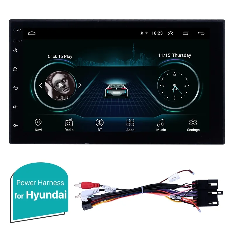 Оперативная память 1 Гб+ ПЗУ 16 Гб Универсальный Android 8,1 для NISSAN TOYOTA VW hyundai Suzuki Honda автомобильный автостерео 2Din " gps мультимедийный плеер - Цвет: for Hyundai cable