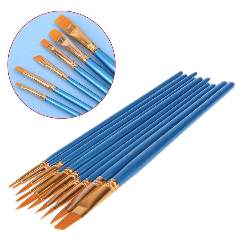Goedkoop 10 Stks Verschillende Vorm Ronde Spitse Tip Nylon Haar Schilderij Borstel Set Art Levert Aquarel Gouache Penselen Set