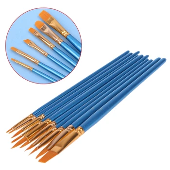

10Pcs Different Shape Round Pointed Tip Nylon Hair Painting Brush Set Art Supplies Watercolor Gouache Paint Brushes Set