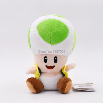 16cm 4 Styles 4 Color Super Mario Plush Toy Toad Green Yellow Blue Red Open
