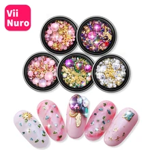 Разноцветные стразы ViiNuro разных размеров, плоские кристаллы для ногтей, бриллианты для дизайна ногтей, 3D украшения для ногтей, блестки, сделай сам