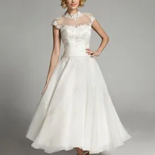 Robe de mariage романтическое сексуальное ТРАПЕЦИЕВИДНОЕ короткое винтажное свадебное платье длиной до лодыжки Элегантное свадебное платье Vestido De Noiva Curto