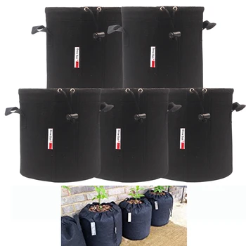 

Growsun 5 bags Aeration Fabric Grow pots With Sturdy Handle,Shrink String for Better Protection of Plant