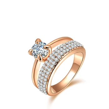 YiKLN Jewelry Fashion Rings gold plated anillos wedding rings Austrian crystal Environmental Micro-Inserted Jewelry R150290250R