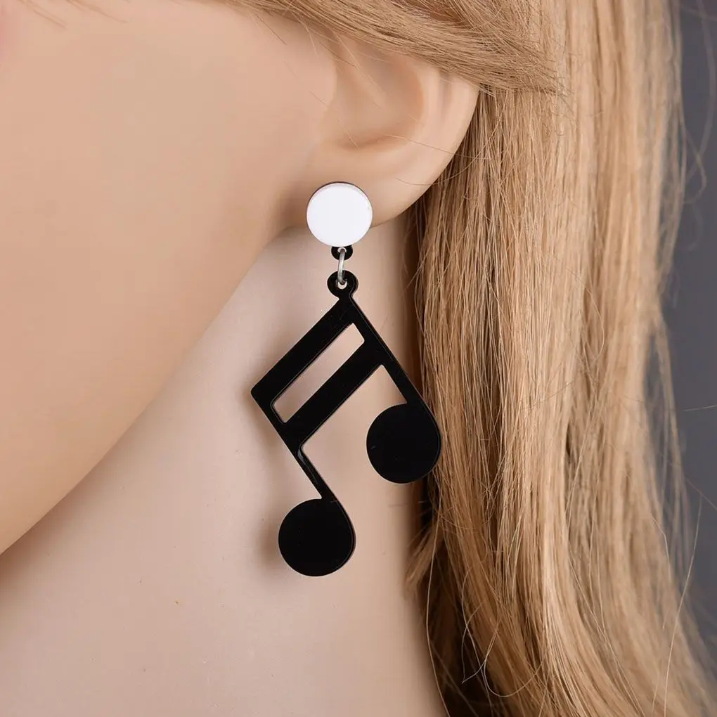 

Musical Note Women Girls Asymmetric Acrylic Earrings Metal Plating Beauty Earrings Fashion Jewerly