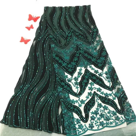 

Nigeria's new velveteen lace fabric with high quality sequined tulle dress lace
