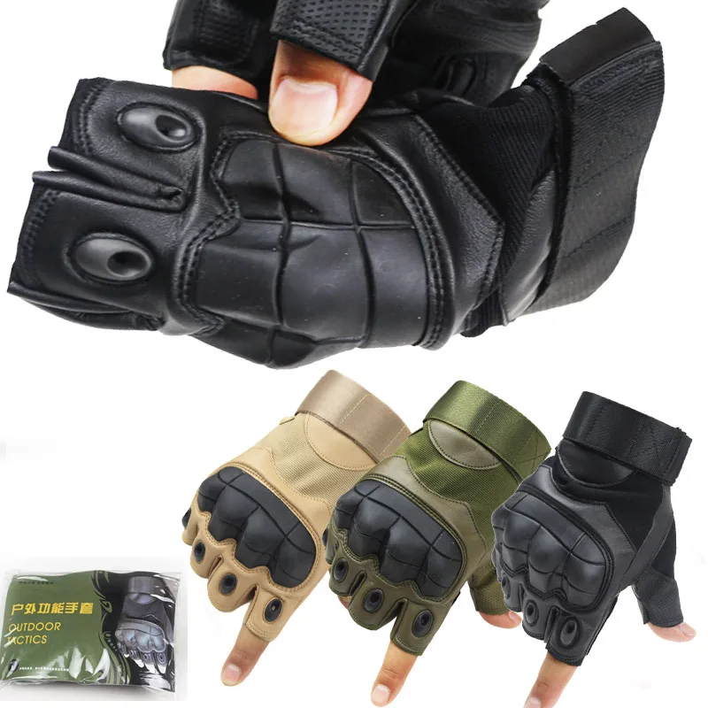 

Men's Military Tactical Hard Knuckle Half finger Gloves Army Combat Hunting Shooting Airsoft Paintball Police Duty - Fingerless