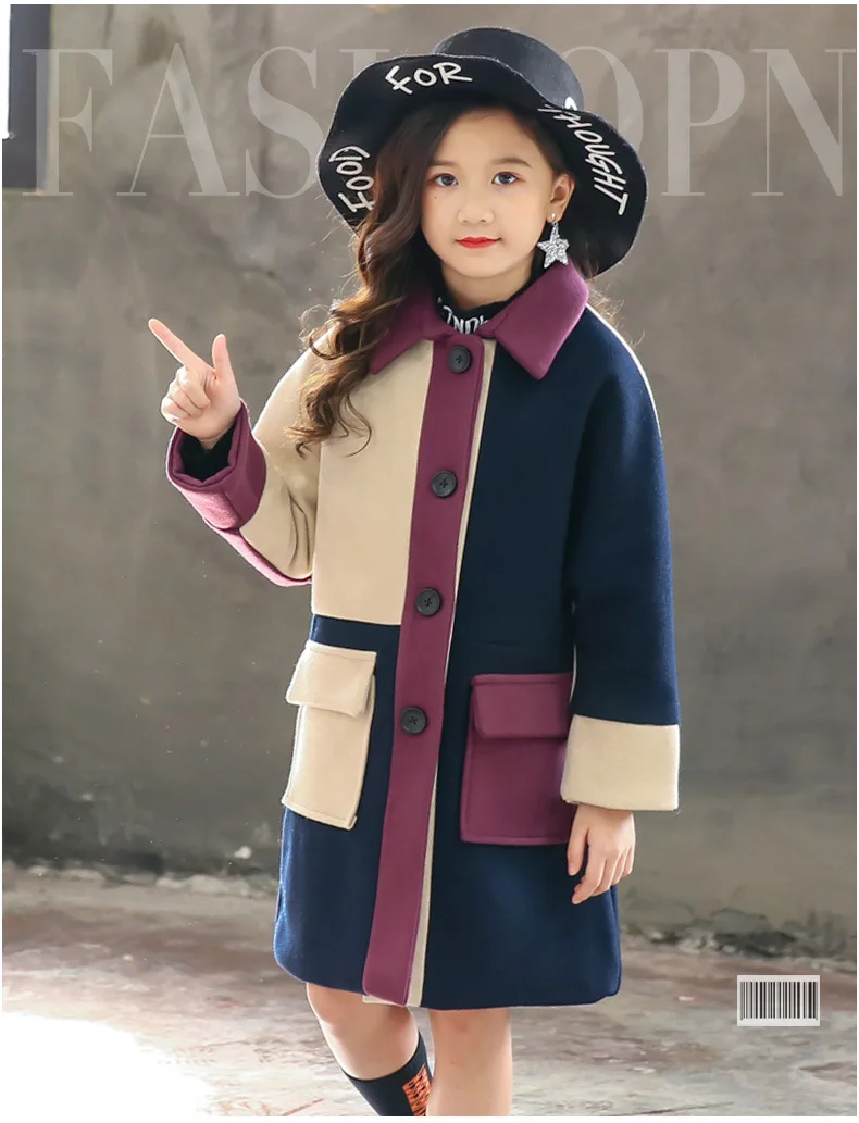 High Quality Baby Girls Woolen Coat Children's Wear Horns Buckle Coats Clothes Fashion Jacket Kid Warm Outerwear Christmas Gifts