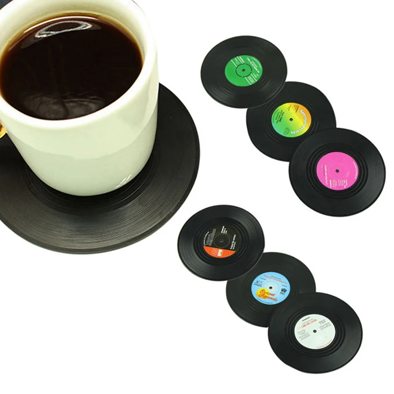 

Retro CD Non-Slip Insulation Mats Personality Simple Combination Vinyl Record Coaster Home Kitchen Table Decoration Accessories