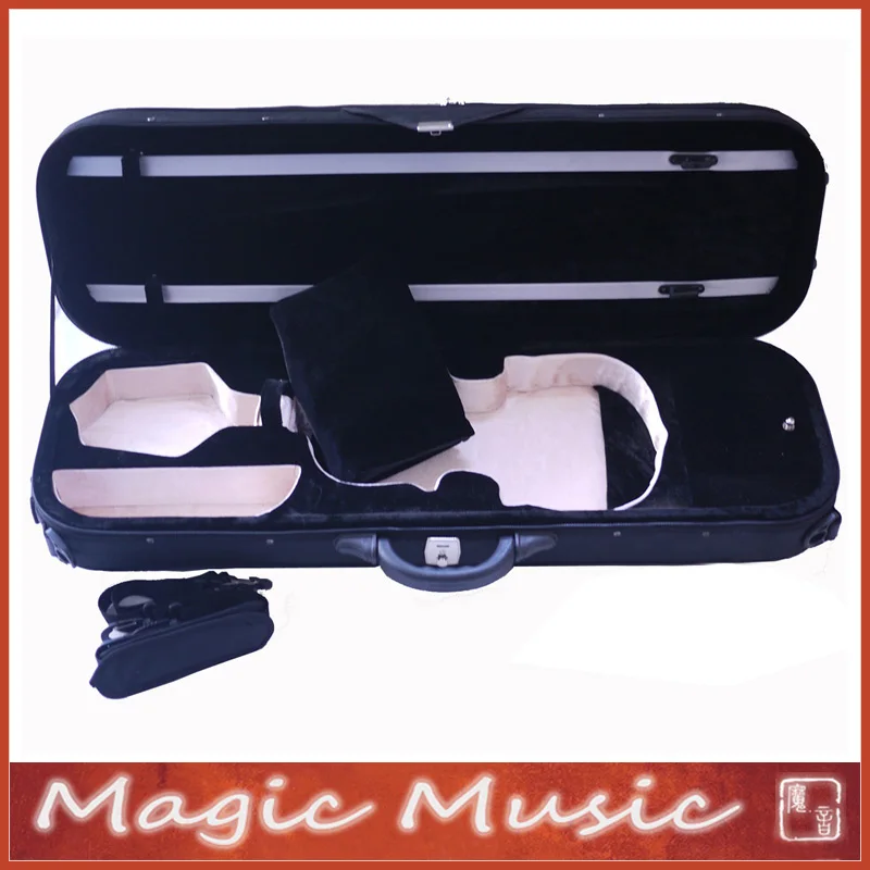 

Beige & Green Color Interior! Black Seattle Canvas Violin Case for violin Size 4/4 with light weight